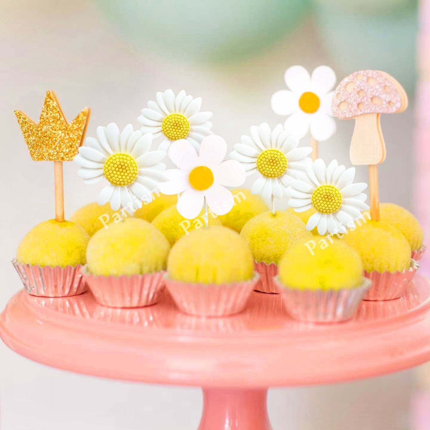 Confetti Balloon Set - 1 Bộ Nhựa Daisy Bánh Topper