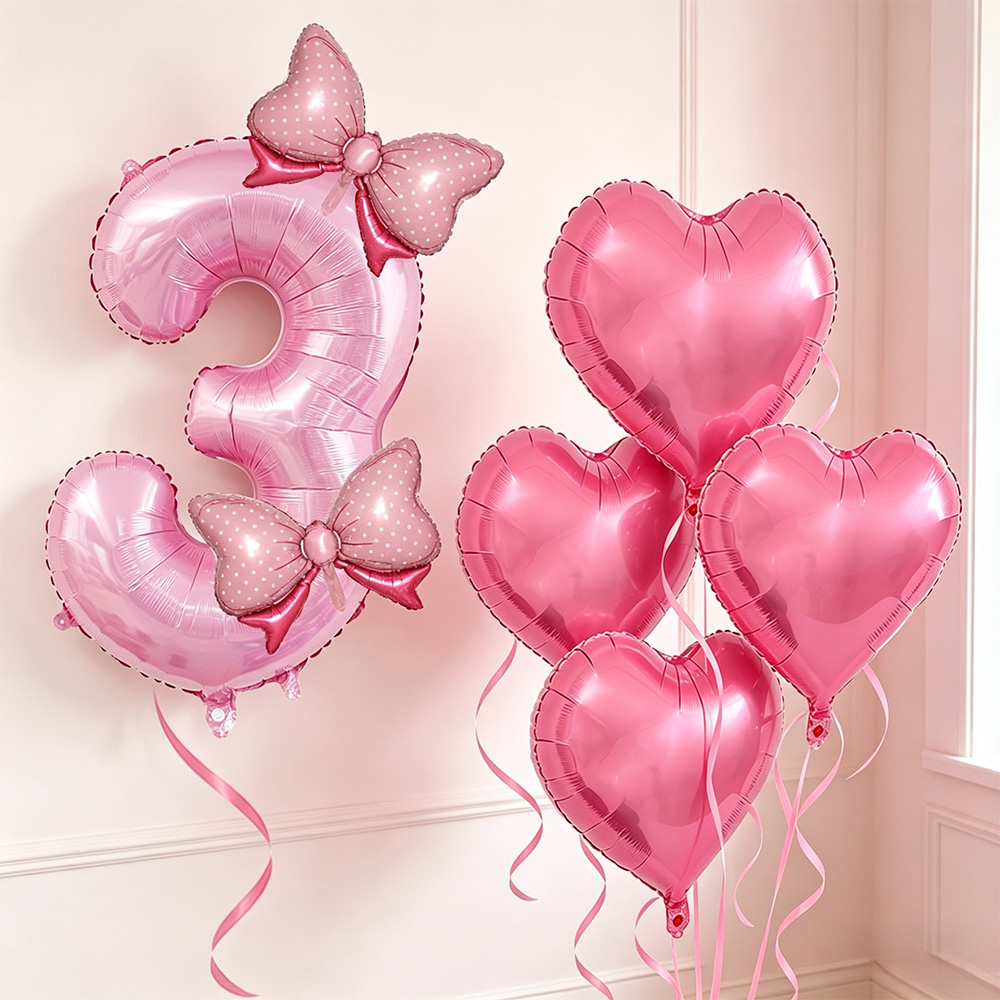 Pink Bow Party Decor Pink Bow  - đánh giá và giá Confetti Balloon Set