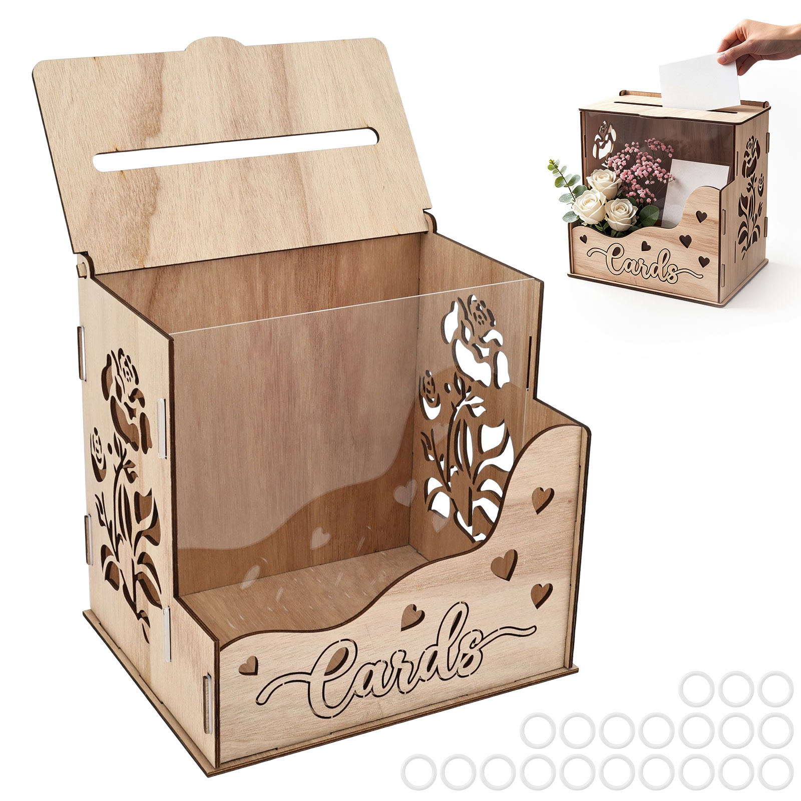 Wooden Party Card Box with Acr - đánh giá và giá Wedding Card Box