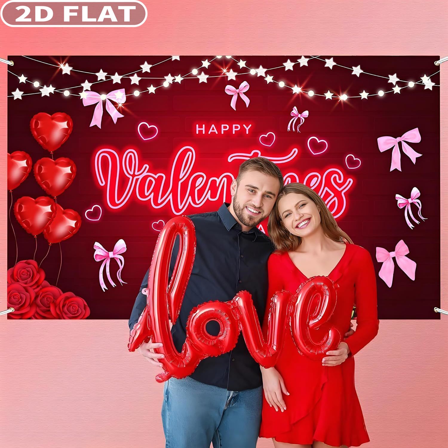 2D FLAT 1pc Happy Valentine's  - đánh giá và giá Photo Booth Prop