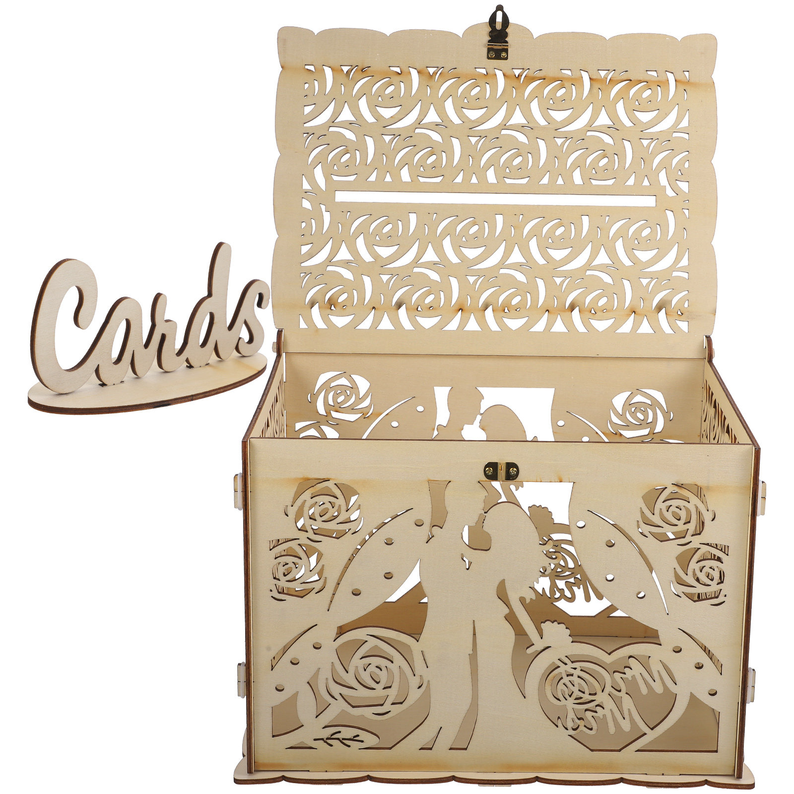 Hollowed Out Rustic Wooden Wed - đánh giá và giá Wedding Card Box