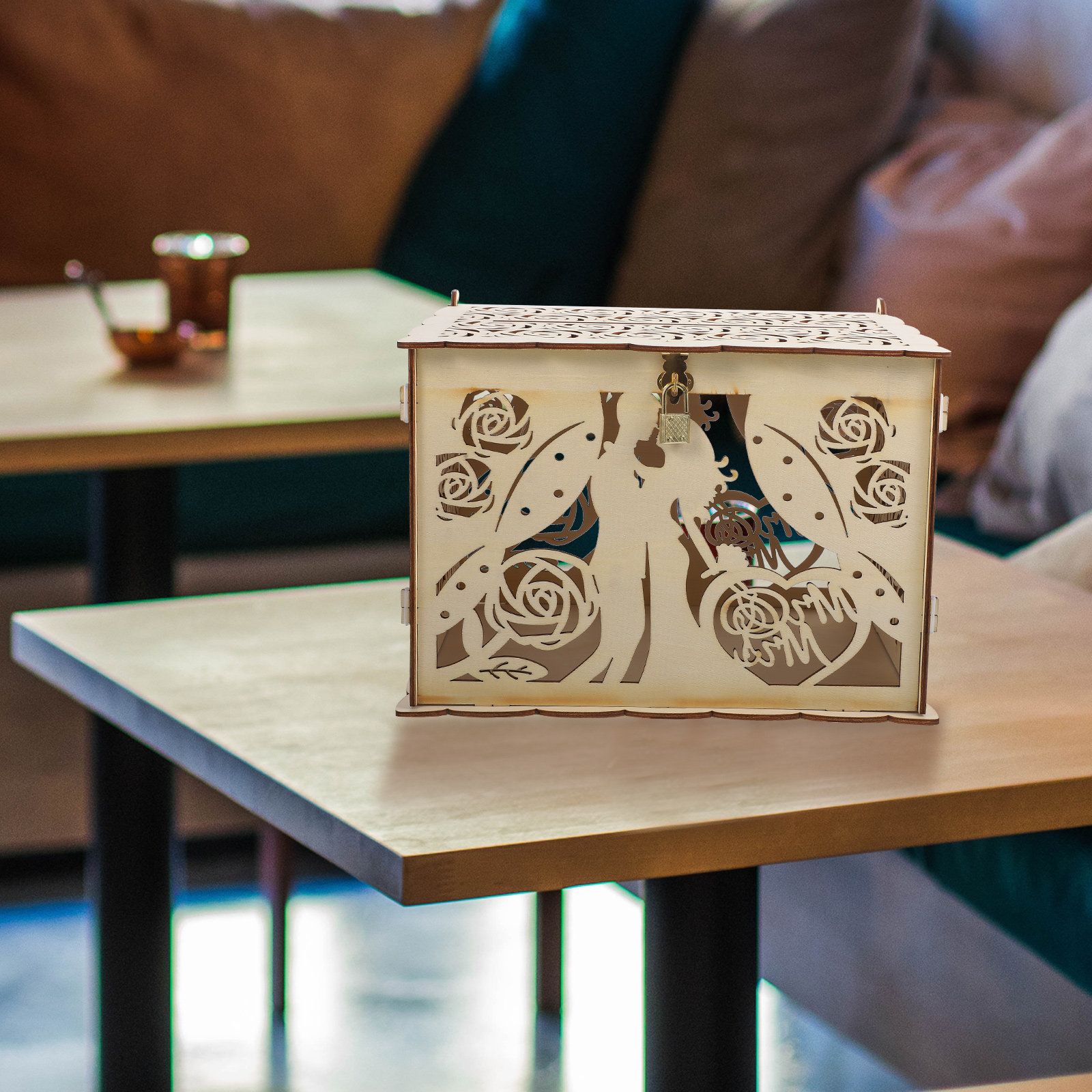 Hollowed Out Rustic Wooden Wed - đánh giá và giá Wedding Card Box